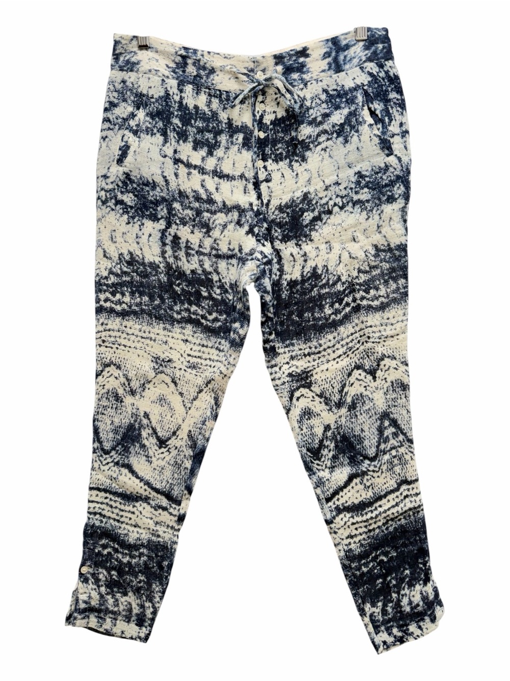 Mes Demoiselles Cesar Drawstring Cotton Gauze Blue Joggers Size FR 38 US 6